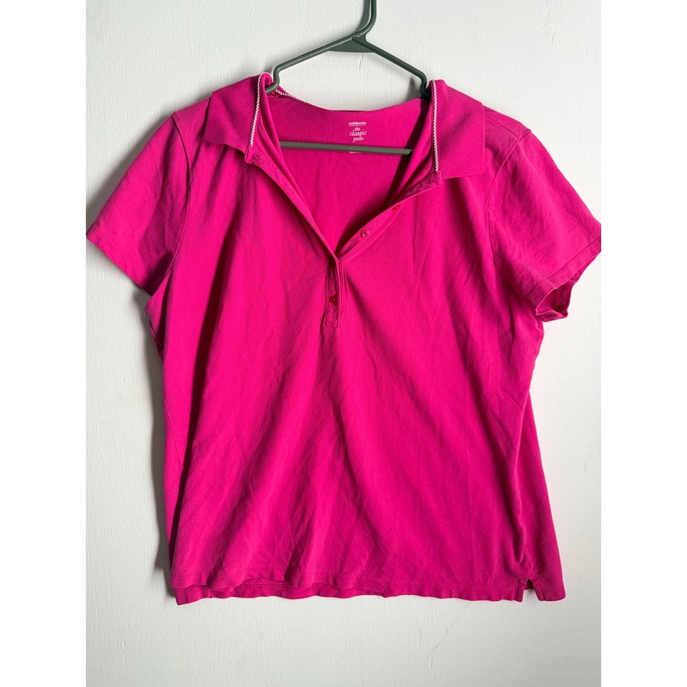 Croft & Barrow The Classic Polo Shirt Hot Pink Magenta Short Sleeve XL